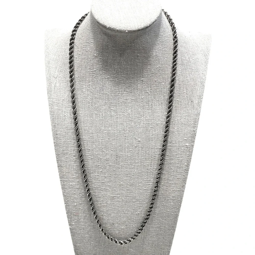 Sterling Silver Rope Chain Necklace 24" 2.8mm 35g Italy 925 Heavy Classic Twist - Picture 2 of 8